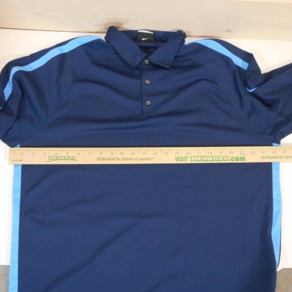 Nike Golf Men's size XL Polo Shirt Short Sleeve Navy with Blue Stripe Collared - Picture 4 of 9